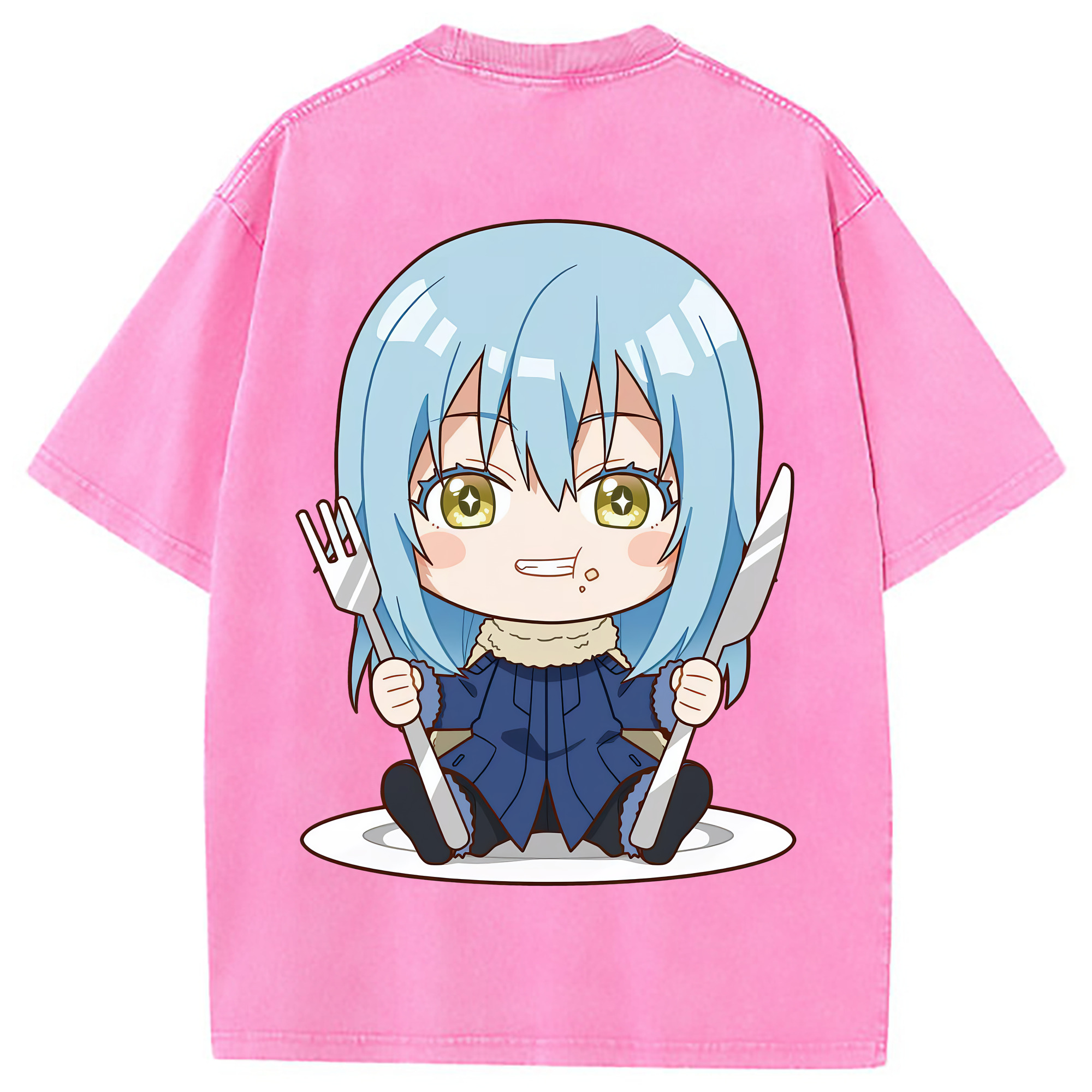 （画像用） 転スラ Regarding Reincarnated to Slime 綿100% ヴィンテージ風 半袖Tシャツ（背面プリント）